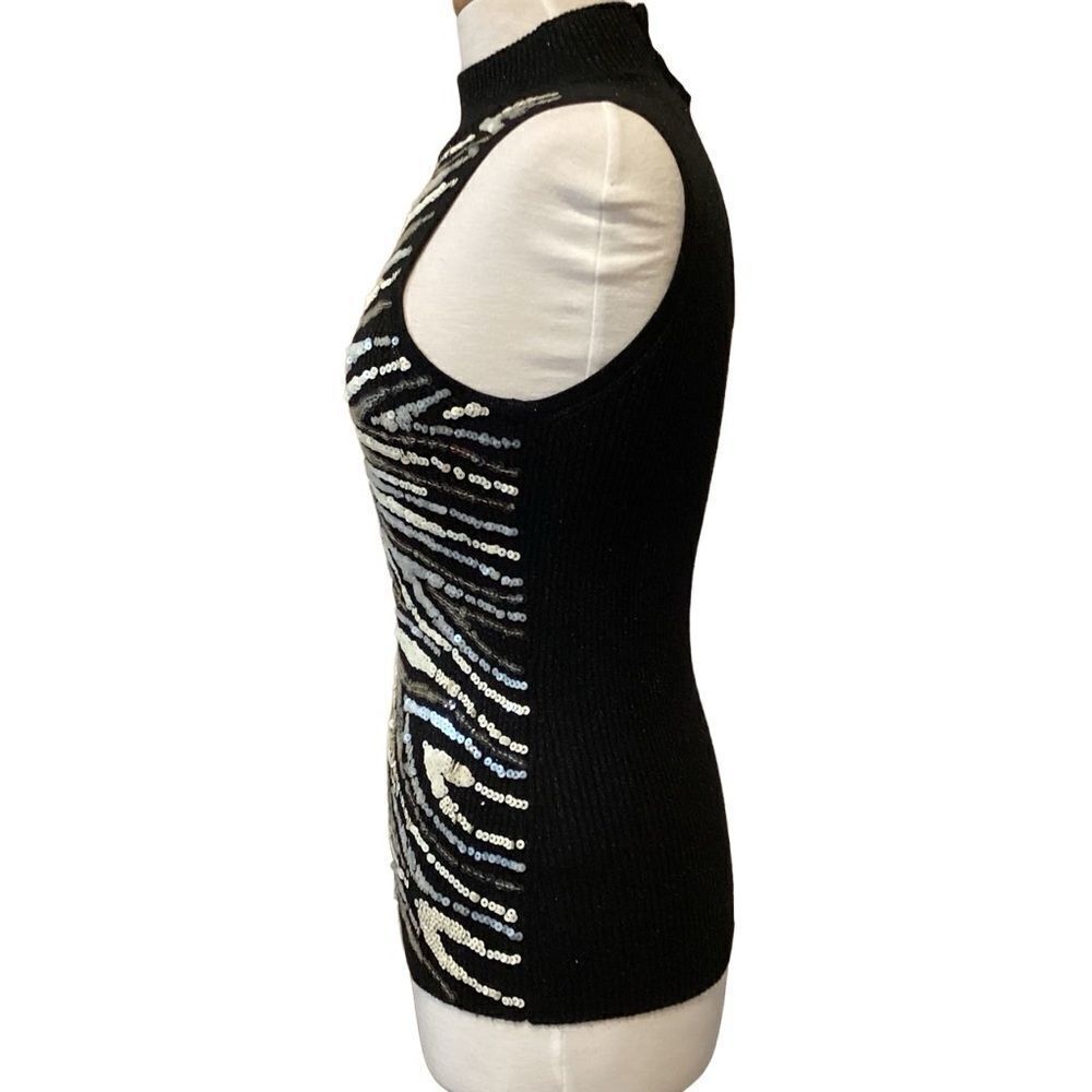 Cache Sequin Metallic Sleeveless Top open back size Medium - Picture 9 of 14